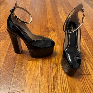 Valentino Black Patent Leather Platform Heels